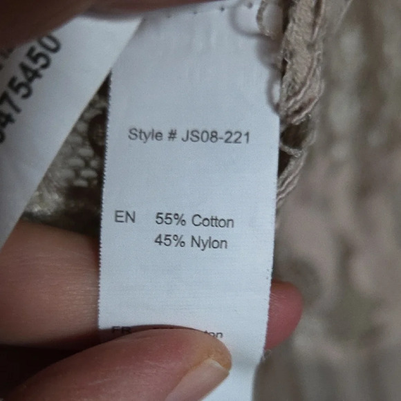 Revamped Beige Lace Embellished Crop Blouse with Bell Sleeves Size S - Picture 3 of 5